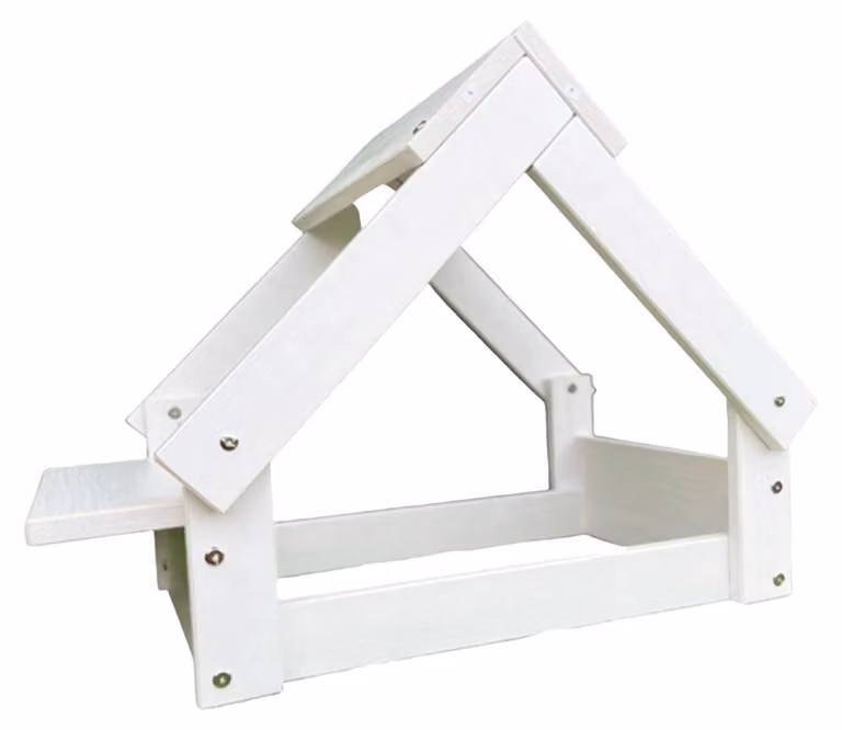 Cuccia per cani da interno, struttura in legno con portavaso, colore bianco