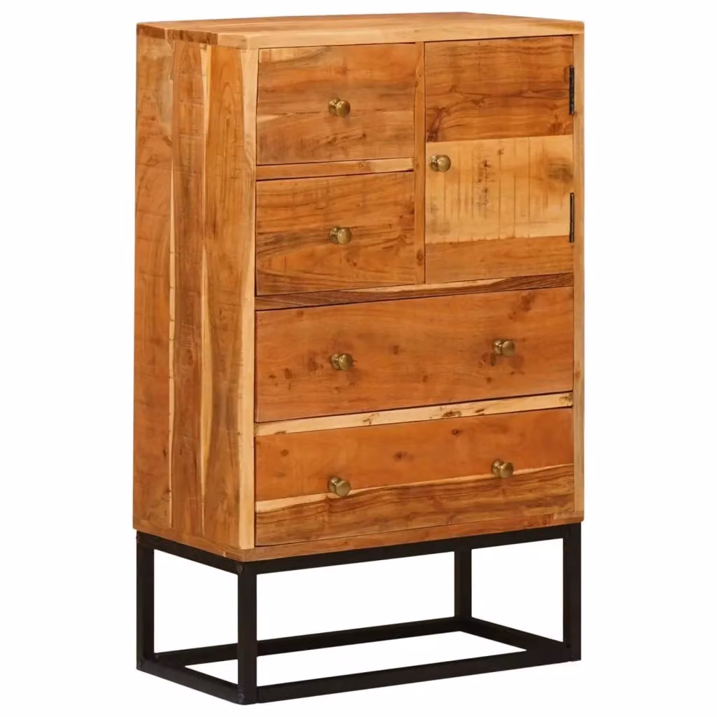 Cassettiera moderna vidaXL in legno di acacia massello marrone L: 55 cm, P: 30 cm, H: 90 cm – 2