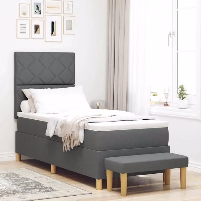 Letto a molle con testiera vidaXL in tessuto grigio L: 200 cm, P: 80 cm, H: 128 cm