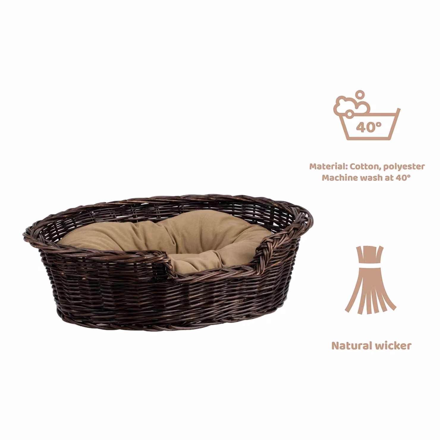 Cestino per cani in vimini ovale 75x57 H19 CM