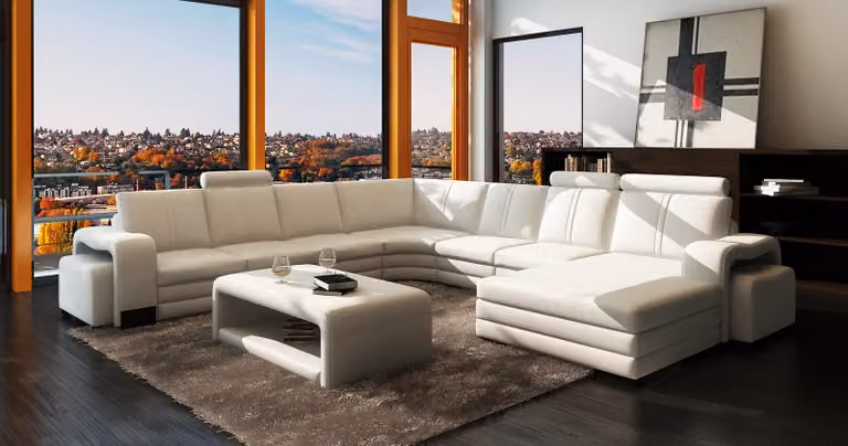 Wohnzimmer Sitz Garnitur Sofa Polster Set Wohnlandschaft Sofa + 2x Hocker U-Form