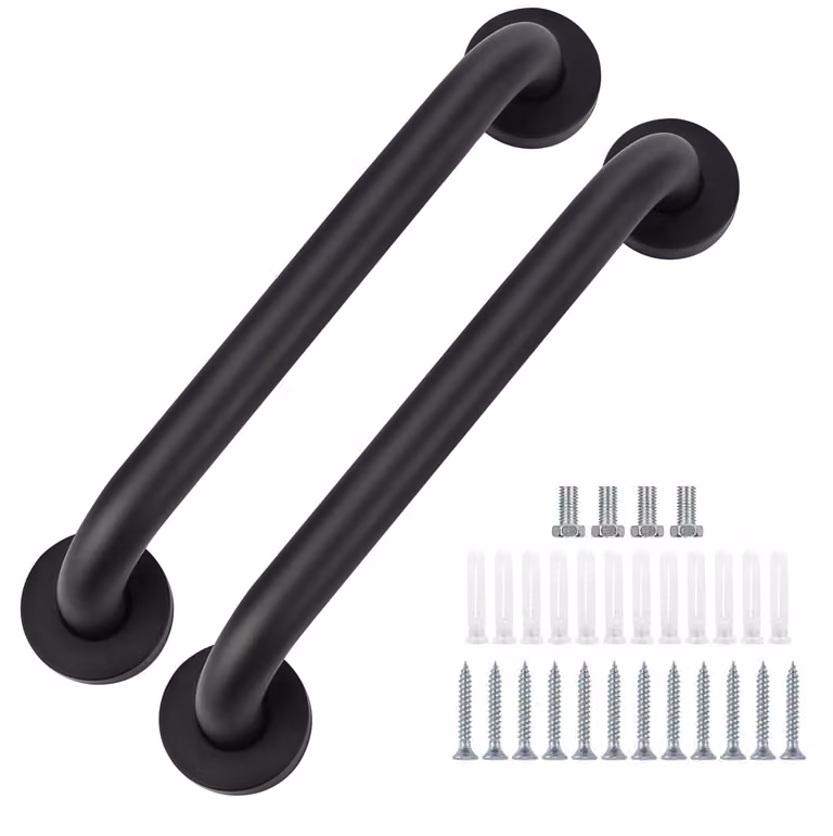 Maniglie per vasca da bagno, 70 cm, 2 pezzi, acciaio inossidabile, finitura nera opaca, per doccia