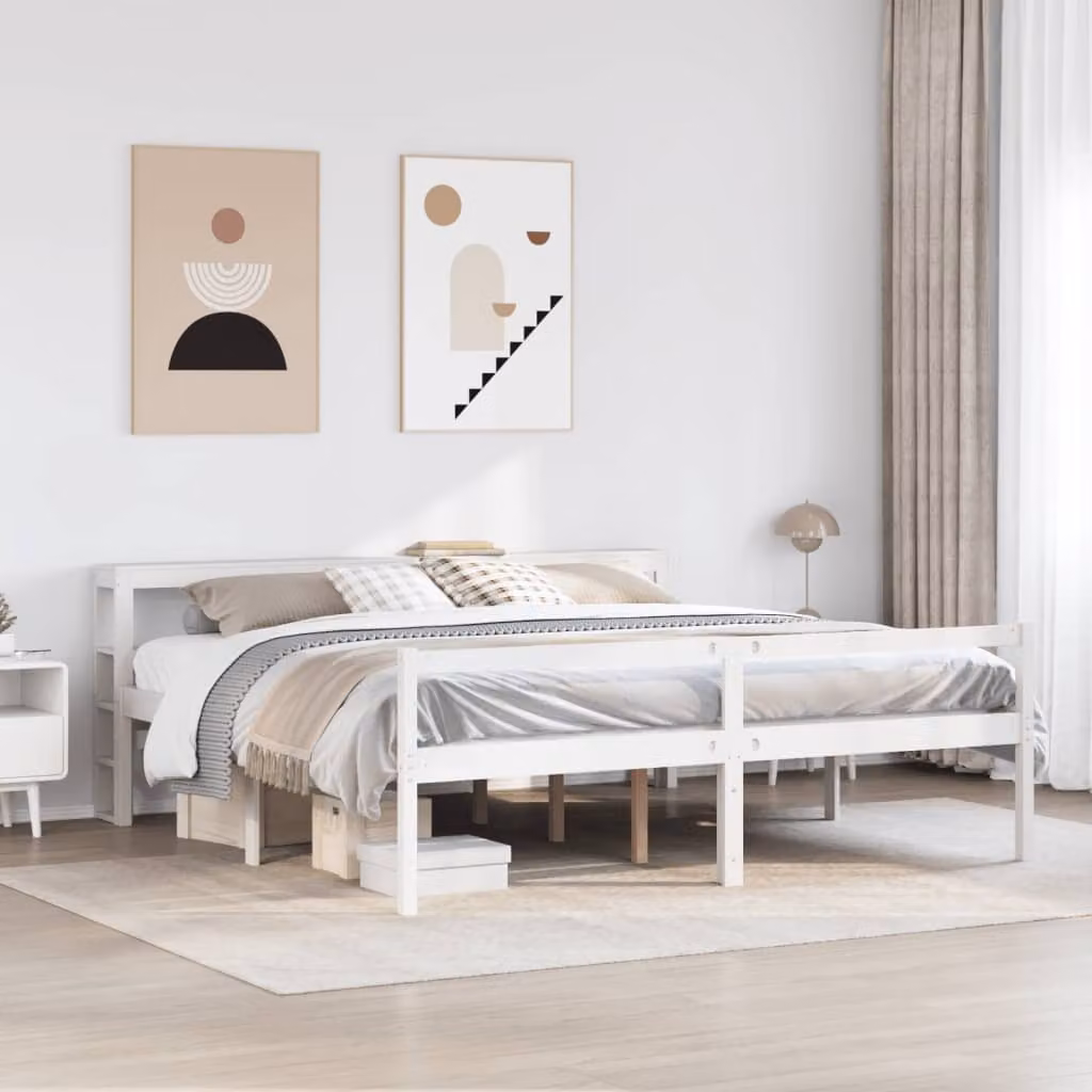 Letto per anziani vidaXL in legno massello di pino bianco con testiera L/P/H: 180 x 200 cm