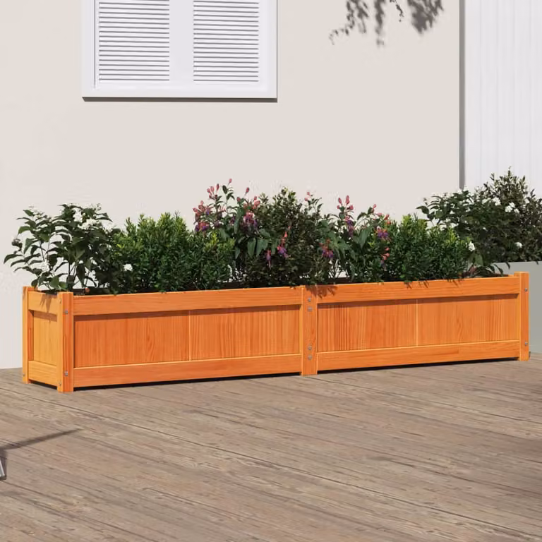 Fioriera da giardino vidaXL in legno di pino massello, colore marrone, L: 180 cm, P: 31 cm, H: 31 cm