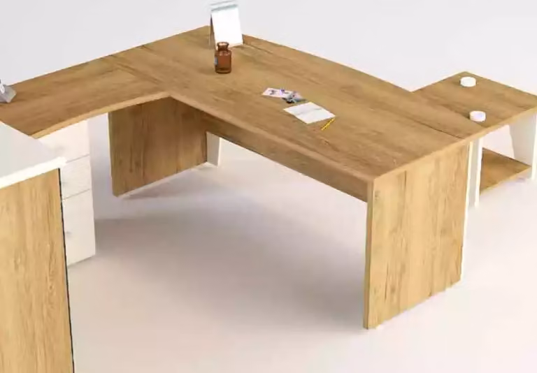 Brauner Eckschreibtisch Exklusives Design Bürotisch Arbeitszimmer Möbel