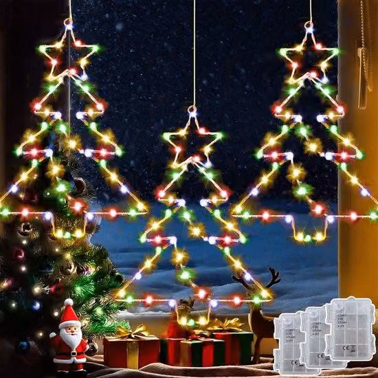 Ibenzoa® Luci natalizie decorative a sospensione con timer e stelle LED impermeabili