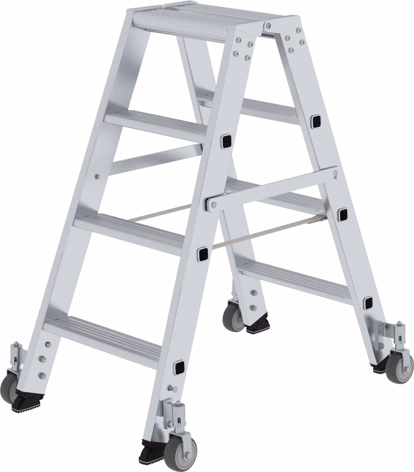 Scaletta accessibile da entrambi i lati con rotelle 2x4 gradini