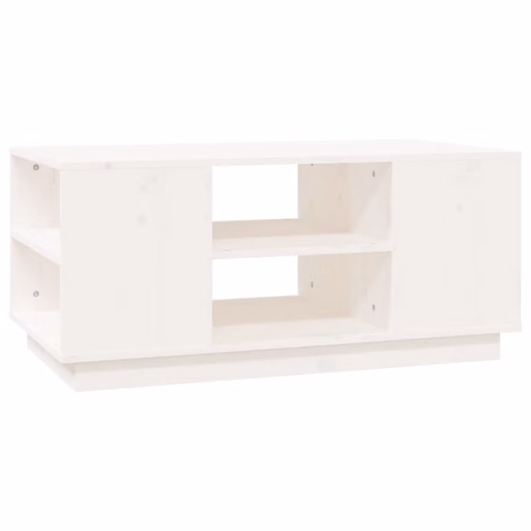 Tavolino da Salotto Bianco 90x49x40,5 cm Legno Massello di Pino