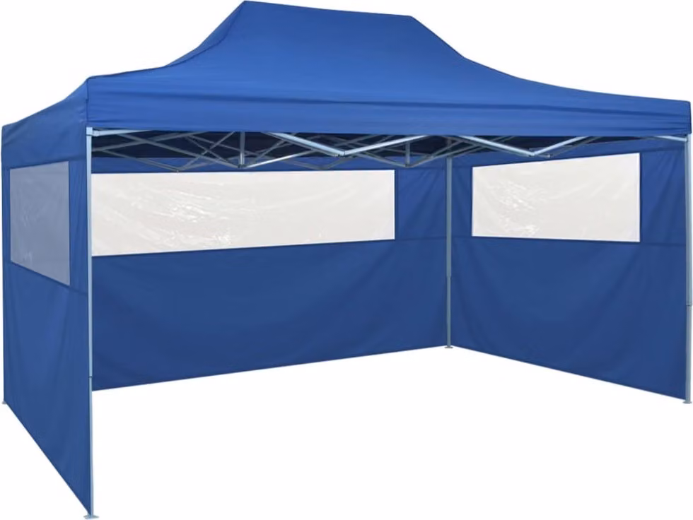 Tenda Pieghevole Pop-Up con 4 Pareti Laterali 3x4,5 m Blu