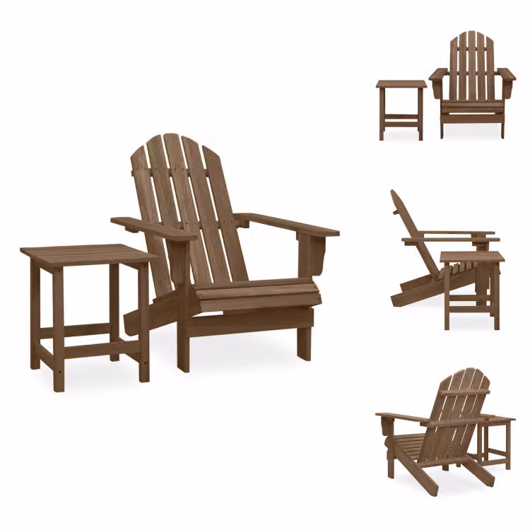 vidaXL Sedia da giardino Adirondack con tavolo in legno massiccio di abete marrone - Set di mobili da giardino