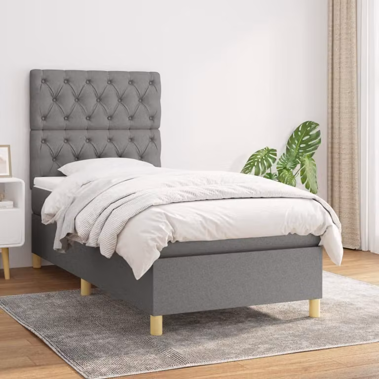 Letto Ibrido con Giroletto a Molle e Materasso a Tasche vidaXL, Grigio e Bianco, L/P/H: 80 x 200 x 128 cm