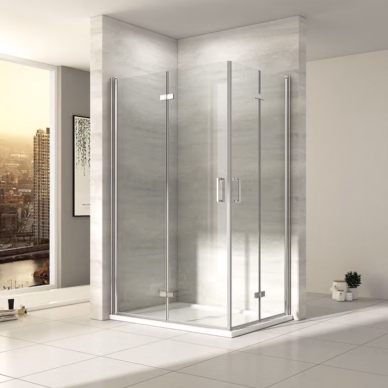 Cabina doccia EMKE 80x120x195 cm Doccia Porta doppia Porta a soffietto Porta a soffietto per nicchia Pannello doccia Doccia Parete doccia Vetro trasparente 6 mm Vetro di sicurezza ESG