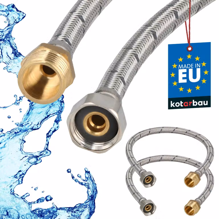 KOTARBAU® 2 Pezzi Tubo Flessibile per Rubinetto 1/2" x 1/2" Rinforzato 50cm Tubo Flessibile Rubinetto Cucina Maschio x Femmina Acciaio Inox