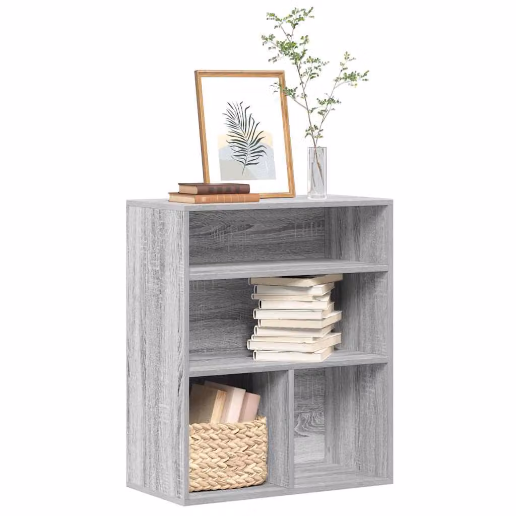 Libreria moderna vidaXL in legno MDF Grigio con pannello posteriore L: 60 cm, P: 30 cm, H: 71,5 cm