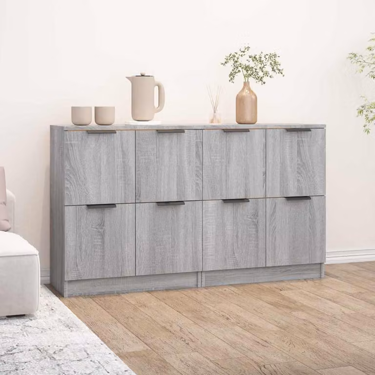 Set di 2 credenze vidaXL in legno multistrato, colore grigio, L 60 cm x P 30 cm x H 70 cm