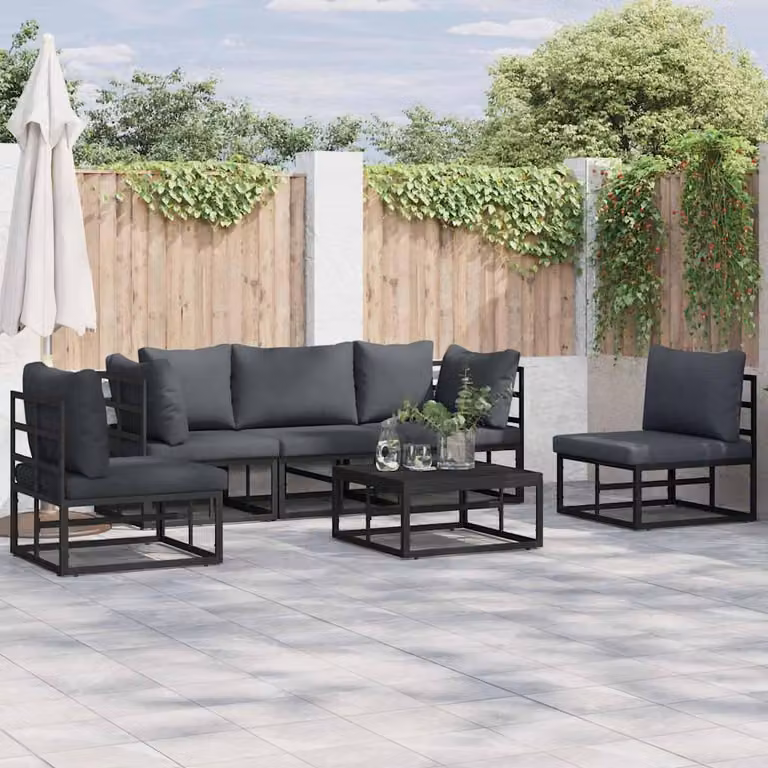 Maison Exclusive - Set da giardino composto da 5 pezzi. Colore: nero. Materiale: alluminio