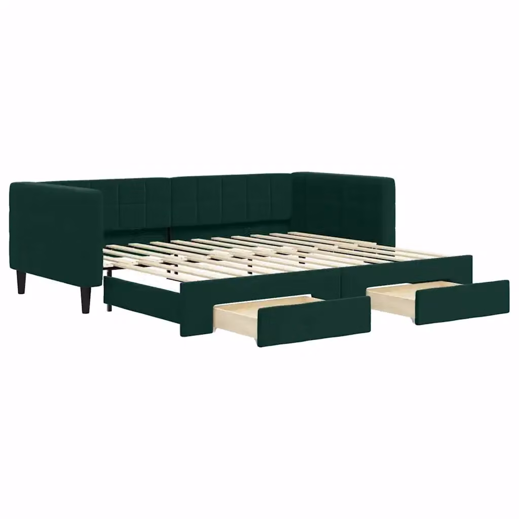 Divano Letto Estraibile con Cassetti vidaXL in Velluto Verde per Soggiorno e Camera da Letto L/P/H: 223 x 90 x 68 cm – 2