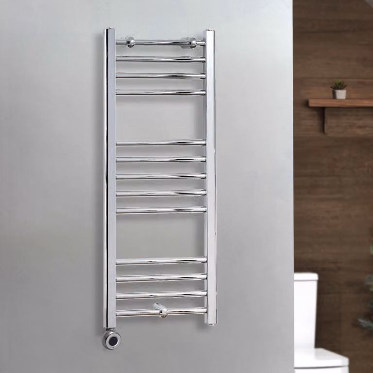 Scaldasalviette Elettrico Diritto Cromato Kent ECOSO by Hudson Reed con Elemento Termostatico Wi-Fi e Presa Elettrica L: 100 cm, P: 40 cm