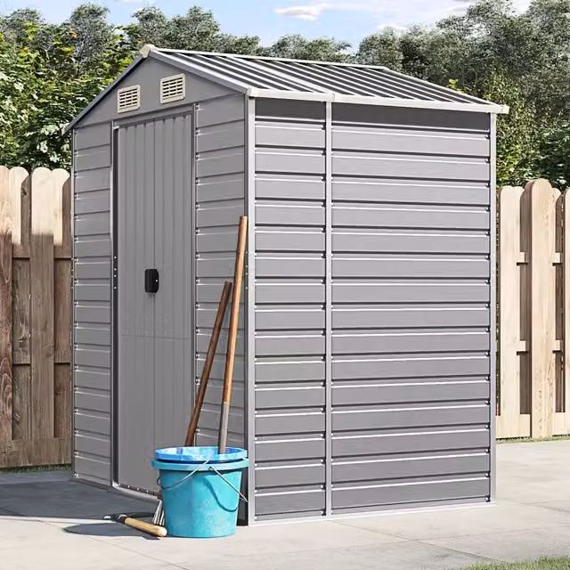 Capanno da giardino Videx in acciaio zincato grigio L: 191 cm, P: 130 cm, H: 198 cm