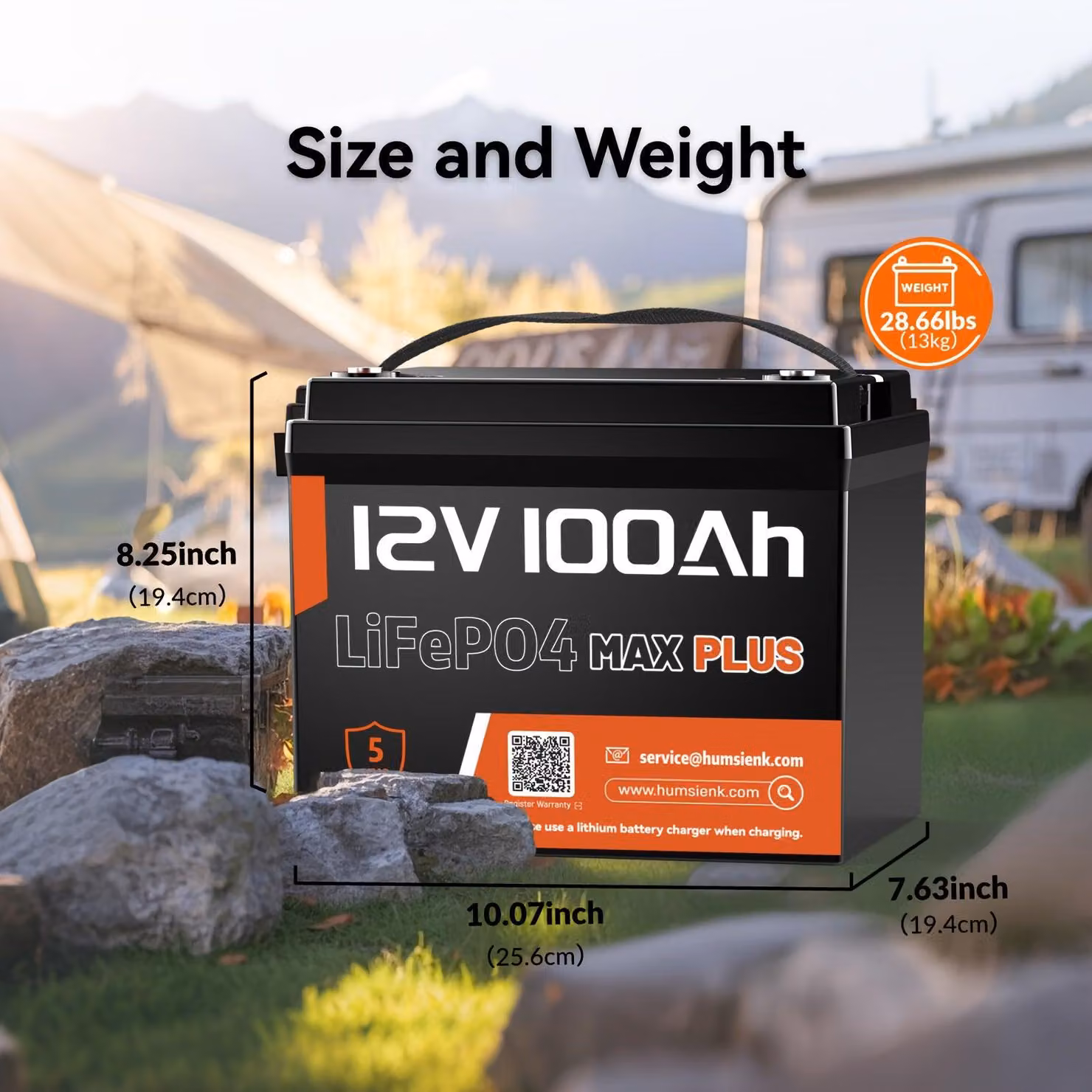 Batteria agli ioni di litio da 12V 100Ah, ricaricabile, tecnologia LiFePO4, ideale per veicoli da tempo libero e sistemi di accumulo solare