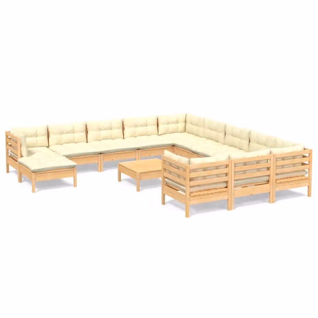 Set Salotto da Giardino Moderno vidaXL in Legno di Pino con Cuscini Beige – 2
