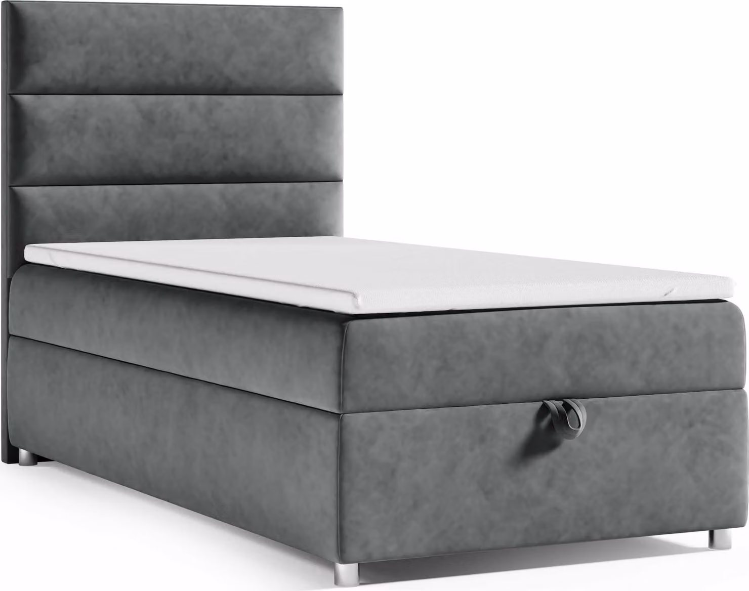 Best for Home Letto boxspring con contenitore Trinity K4-SINGLE 100x200 Materasso a molle Bonell incl. topper - Grafite