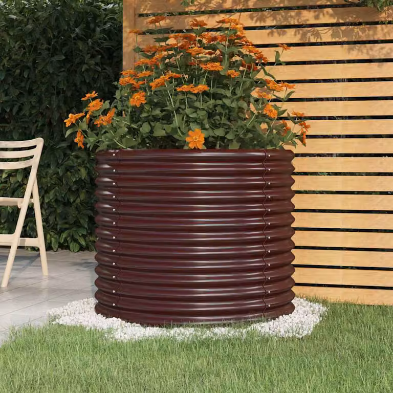 vidaXL Vaso da Giardino in Acciaio Zincato Marrone L 80 x P 80 x H 68 cm