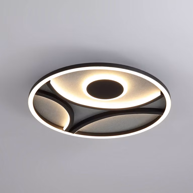 Searchlight Plafoniera a LED Zendisc, dimmerabile, Nero, Soggiorno / Sala da pranzo, Metallo, Moderno, Plafoniera LED
