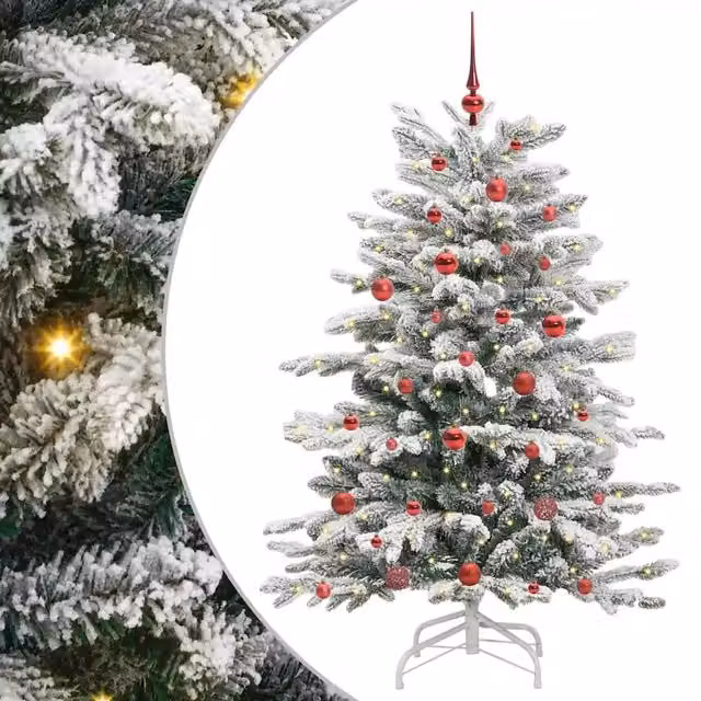Albero di Natale Artificiale Design In Bianco con Luci LED e Rami Pieghevoli Altezza: 150 cm – 1