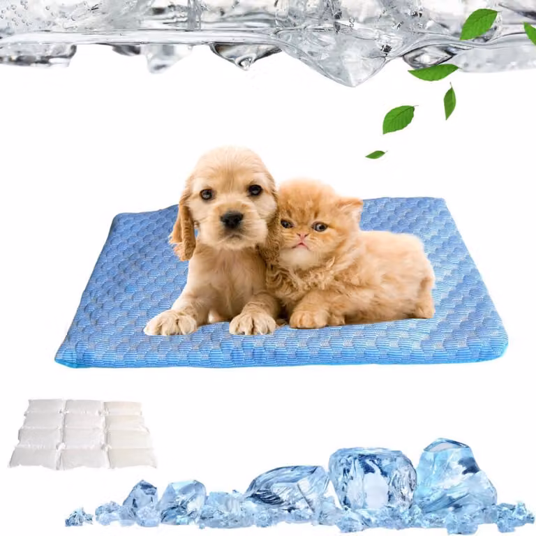 Tappetino refrigerante per cani, autorigenerante, in tessuto simile alla seta, colore blu, dimensioni 30x50 cm