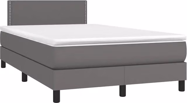Letto con giroletto a molle e materasso vidaXL in similpelle grigio con illuminazione LED e porta USB L/P: 120 x 200 cm