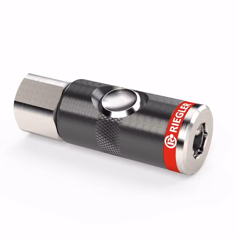 Giunto di sicurezza con pulsante, girevole, filettatura femmina NW 7,4 mm G1/2" RIEGLER