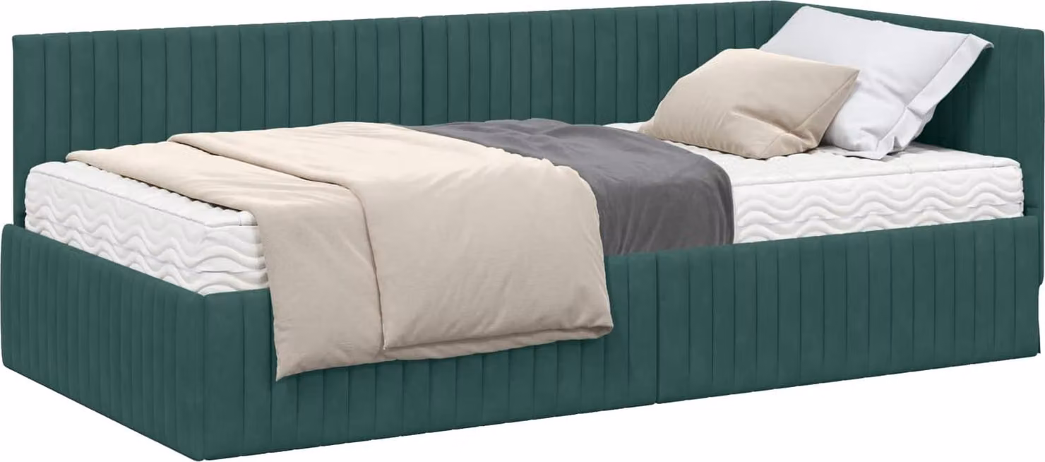 Struttura Letto Angolare con Materasso 2 pcs Verde Velluto