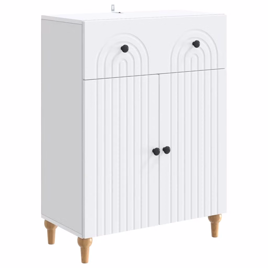Credenza moderna vidaXL bianca in legno MDF e metallo L: 66 cm, P: 34,5 cm, H: 90 cm – 2