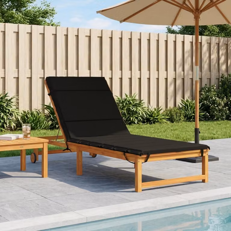 vidaXL Cuscino per Lettino GEMERT 100% Poliestere Nero 200 x 70 x 3 cm