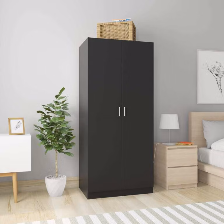 vidaXL Armadio nero 80x52x180 cm Materiale a base di legno - Armadio - Armadi - Armadio a muro - Armadio a muro - Armadio