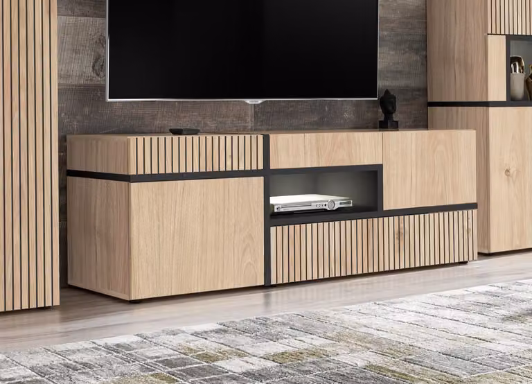 Ampio mobile porta TV CELINE - hickory jackson / nero