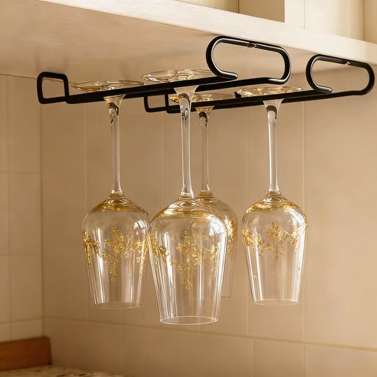 Portaoggetti sospeso, set da 4, per la cucina, colore nero
