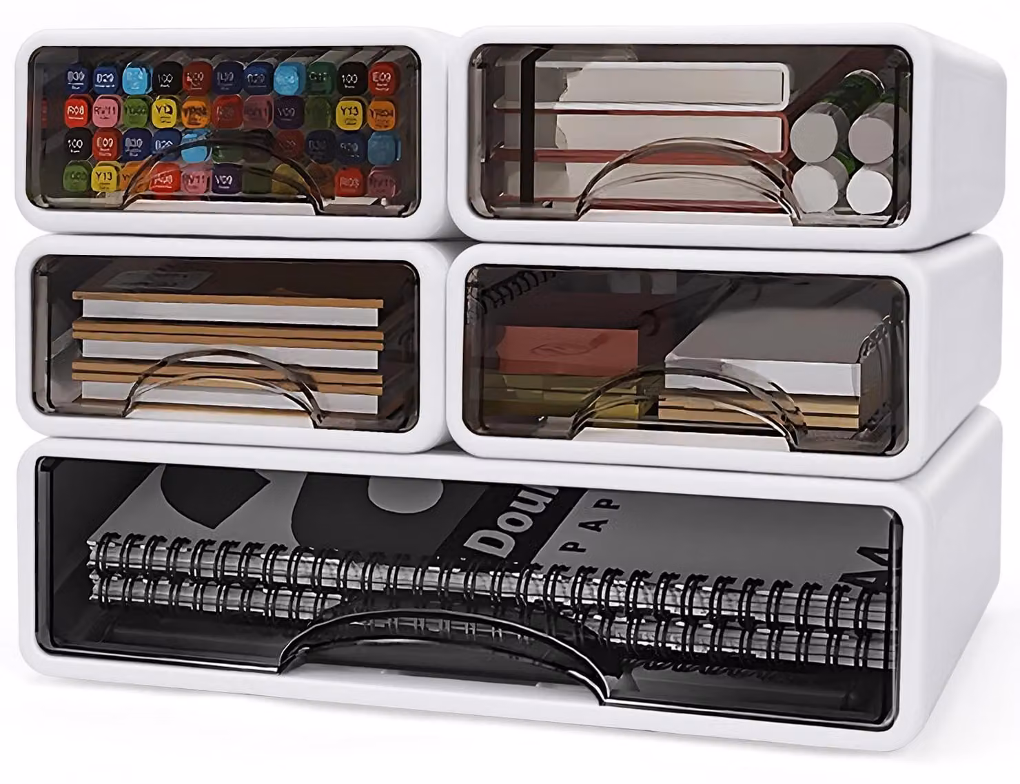 Omgoods - Set di 5 organizer impilabili per scrivania, ideali per l'ufficio e la scuola