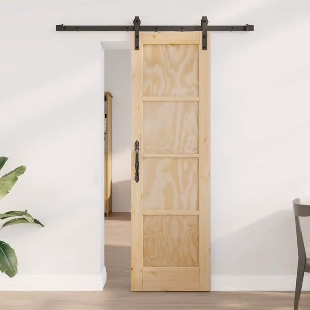 Porta scorrevole moderna vidaXL in legno massello di pino, colore marrone/beige, L: 61 cm, H: 198,5 cm