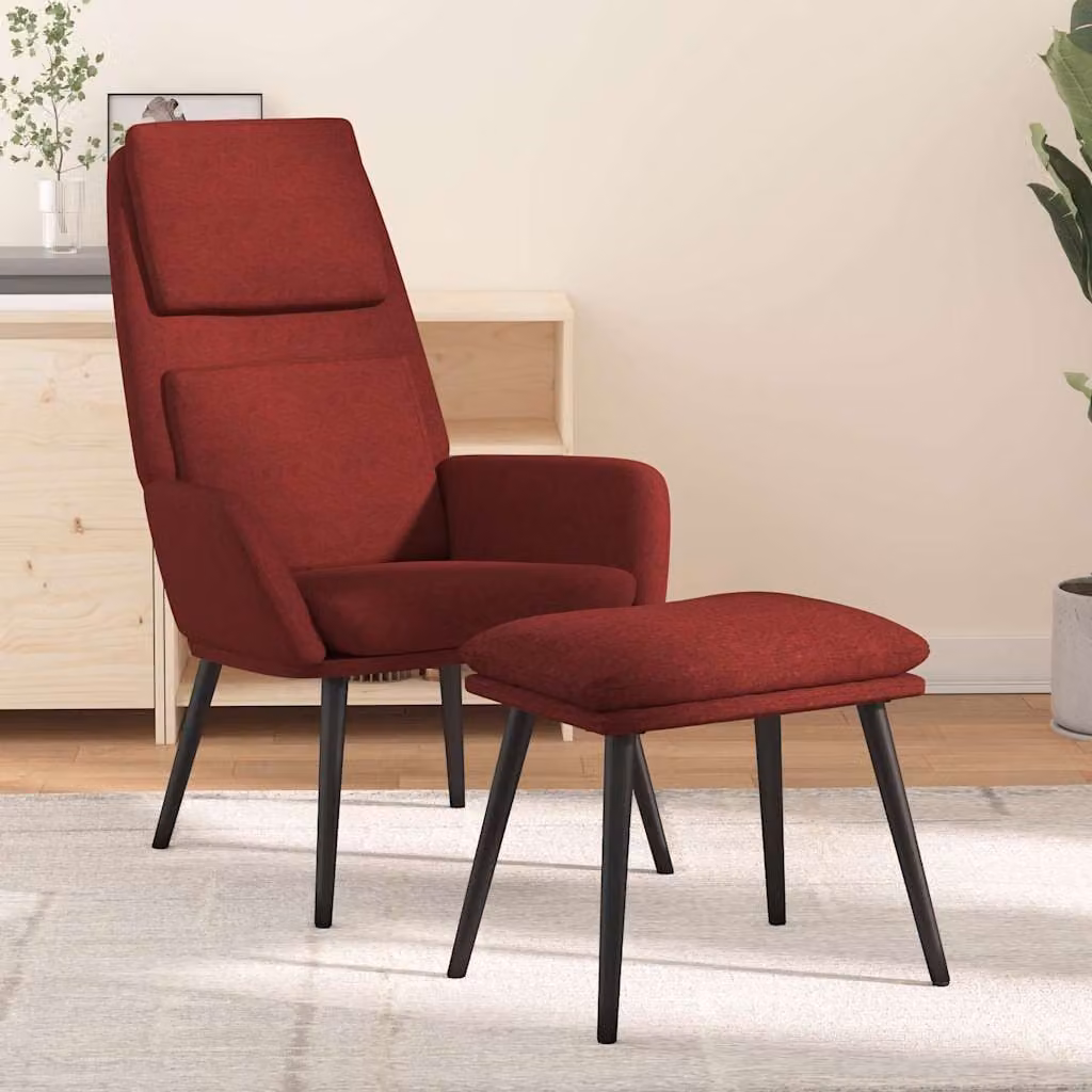 vidaXL Poltrona Relax con Poggiapiedi in Tessuto Rosso