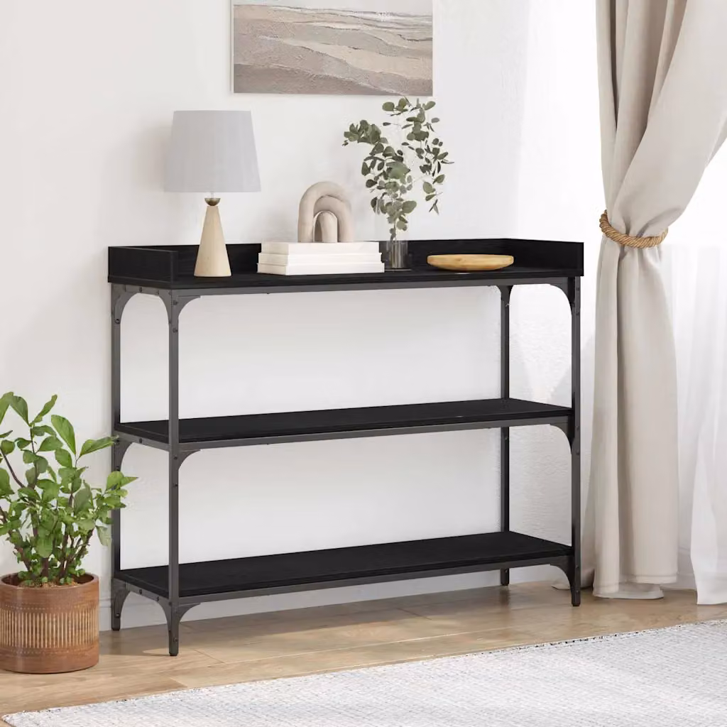 vidaXL Tavolo Consolle in Stile Industriale Nero con Rovere L/P/H: 100 x 30 x 80 cm