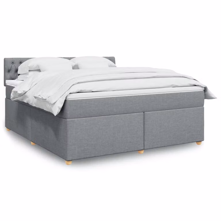 vidaXL Giroletto a Molle Ibrido con Materasso in Tessuto Grigio e Bianco L/P/H: 180 x 200 cm