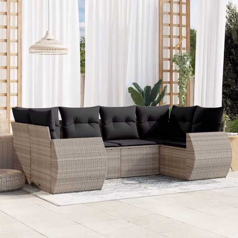 Maison Exclusive - Set Divano da Giardino 6pz con Cuscini Grigio Chiaro Polyrattan