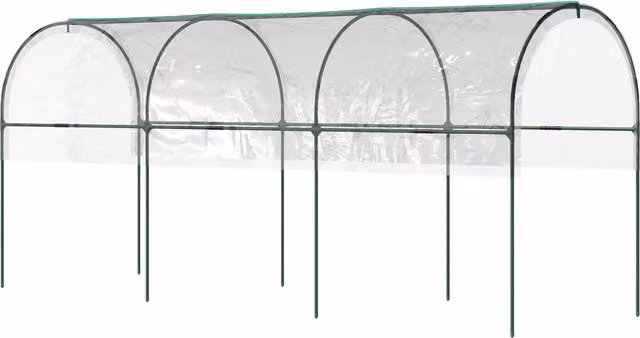 Serra da giardino Outsunny con 4 archi in acciaio e copertura in PVC verde, L: 4 m, P: 1,23 m, H: 1,71 m – 1