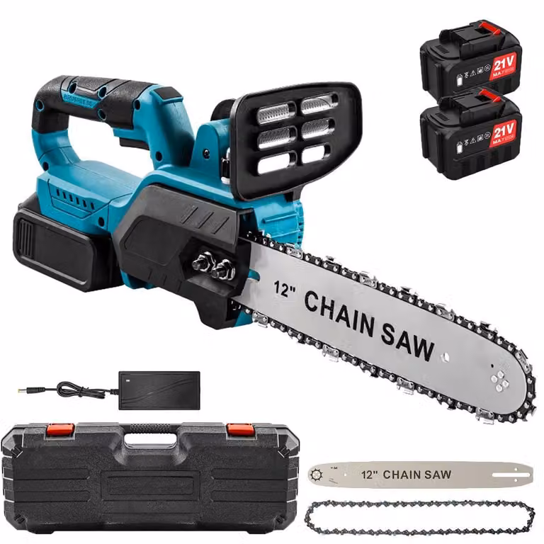 Troncatrice a batteria da 30 cm - Motosega senza fili - Motore brushless da 1500 W - Batteria da 21 V - Troncatrice da giardino per potatura - 2 batterie, spina di tipo EU
