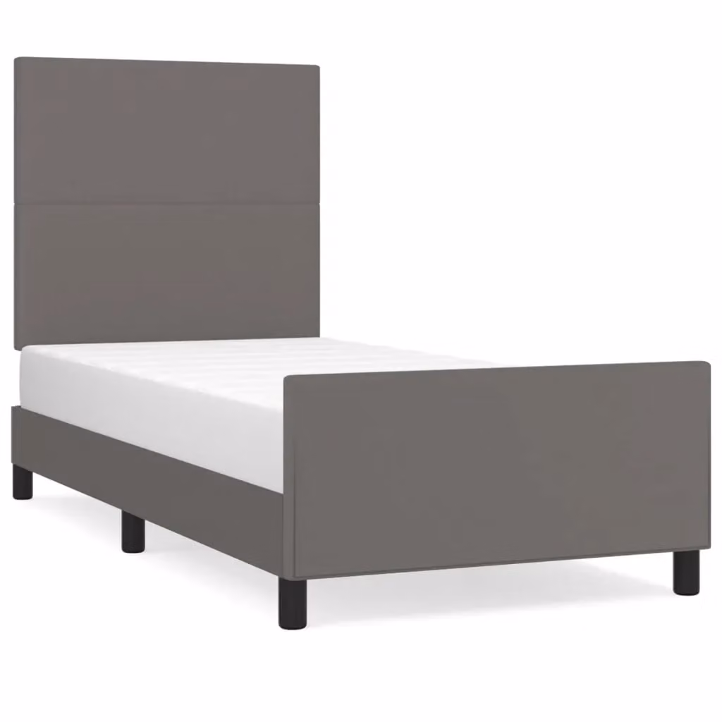 Giroletto con Testiera vidaXL in Similpelle Grigio L/P/H: 90 x 190 x 128 cm – 2