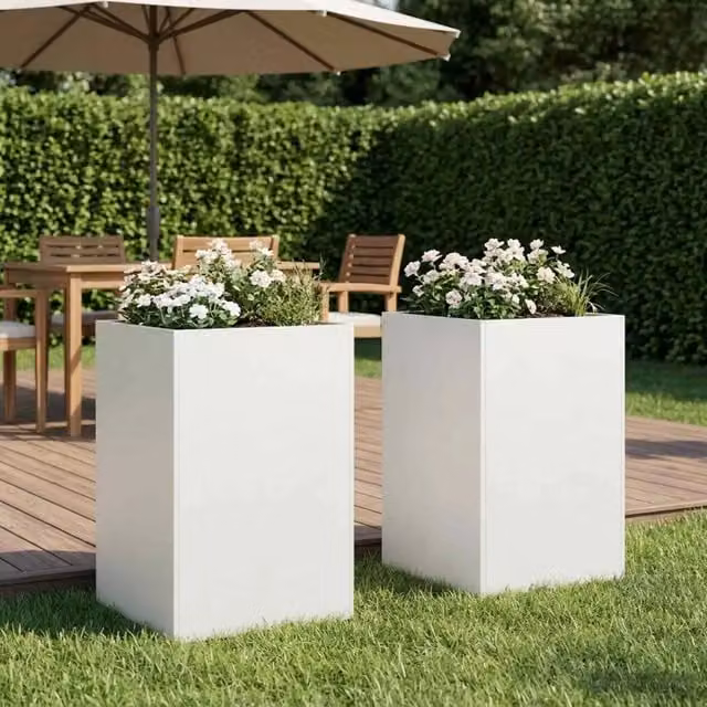 Vaso da giardino 2 pz Bianco 50 x 50 x 75 cm 8005389