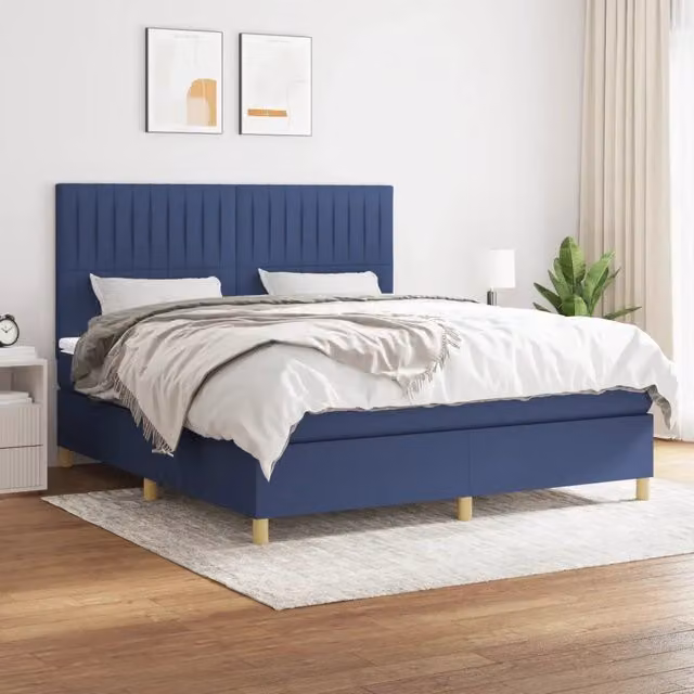 Letto Ibrido con Giroletto a Molle e Materasso vidaXL, Colore Blu e Bianco, L/P/H: 160 x 200 x 128 cm – 1