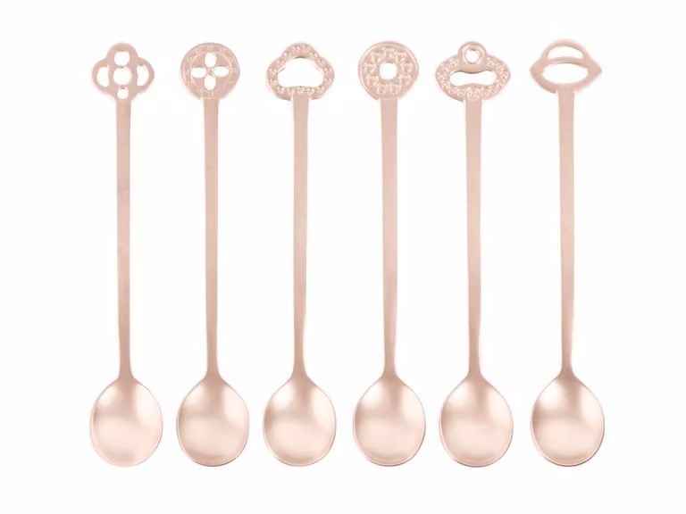 Party Item Oriental Set di 6 Cucchiaini - Anticato PVD Champagne